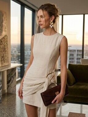 Buckle Ruched Mini Dress
